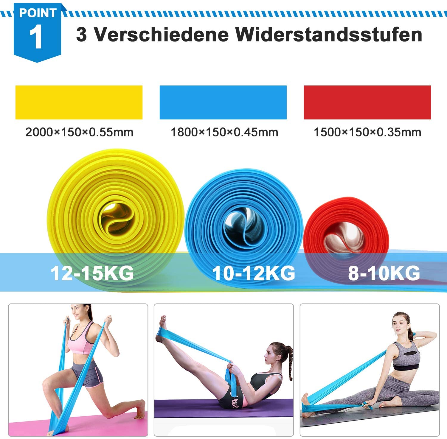 Elastic Fitness Bands 3Pcs Res - Crossfit Belt ulasan dan harga